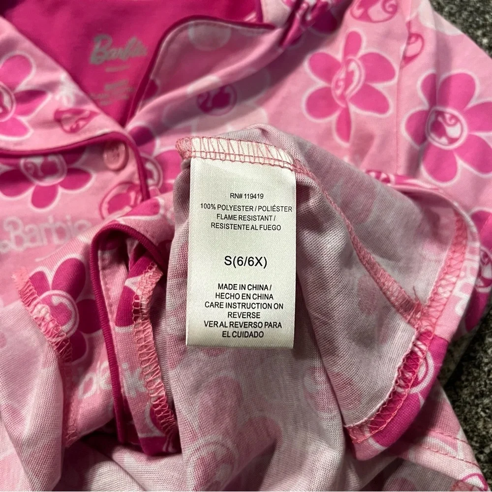 NWT Girl's Barbie Coat Pink Floral Pajama Set S (6/6X)